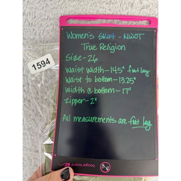 True Religion Womens Green Denim Mini Skirt Size 26 Rare Sample Design NWT - Picture 4 of 12